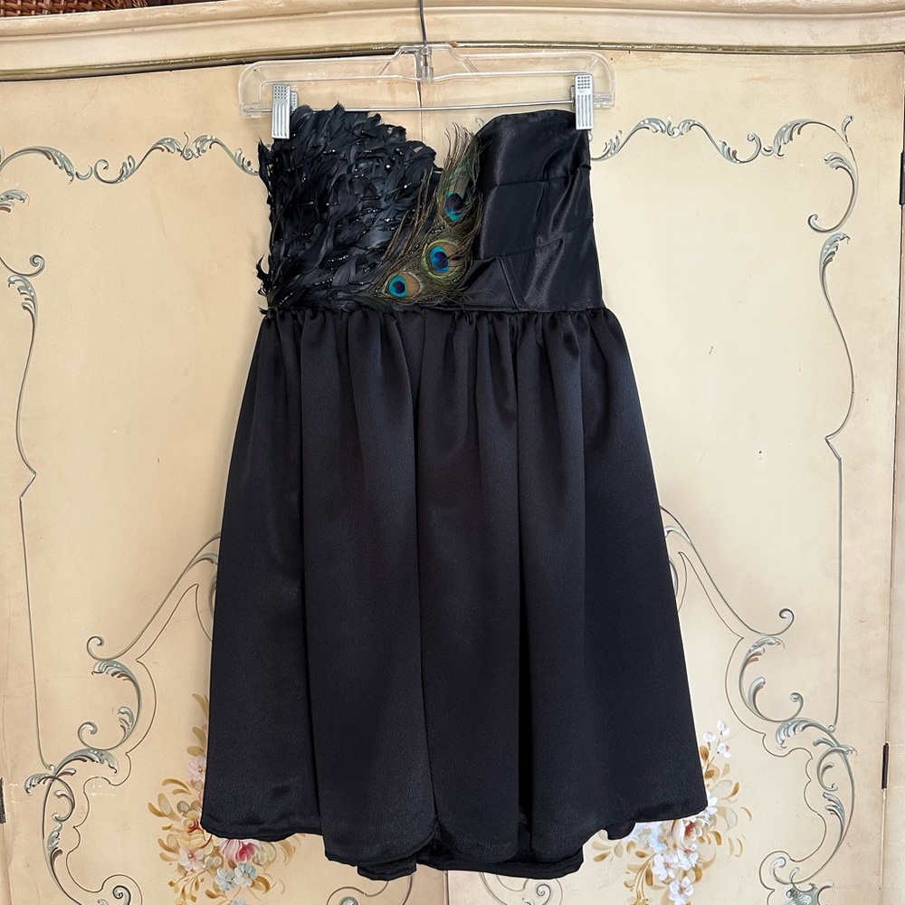 Custom Made Satin Feather Mini Dress